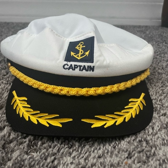 Other - White and Black Captain Hat with Gold Embroidery NWOT